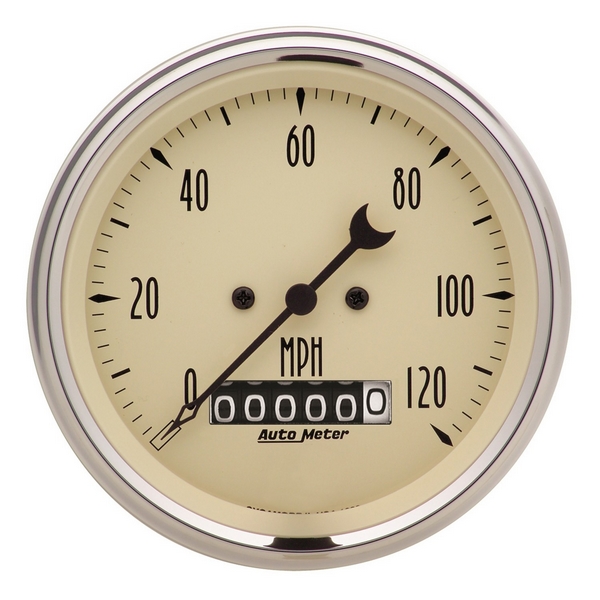 3-3/8" SPEEDOMETER, 0-120 MPH, ANTIQUE BEIGE